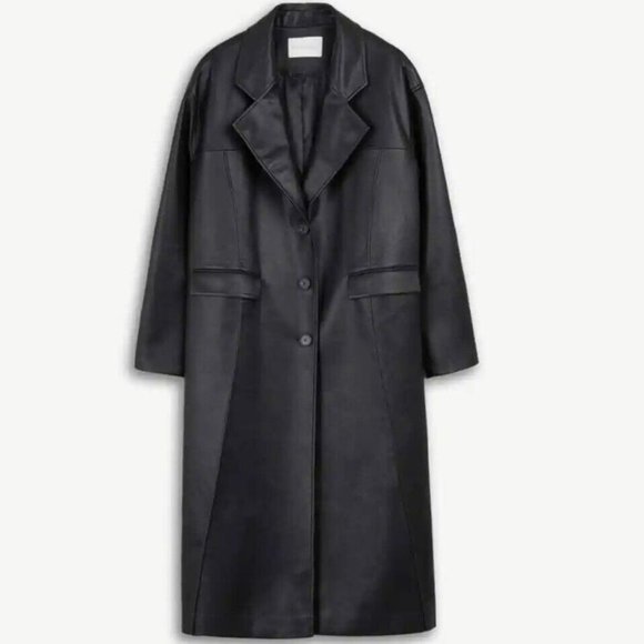 NWT DEPT. ANONYM Faux Leather Coat with Pinched Pleats Size L. b063 - Picture 7 of 7